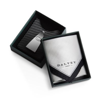 Набор (кредитница с зажимом для денег, платок), черный с белым-0