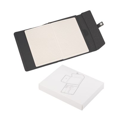 Папка А5 с беспроводным зарядным устройством 4000 mAh и блокнотом softtouch, черный-4
