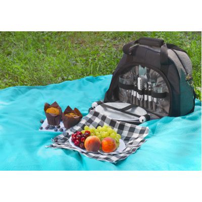 Набор для пикника Исландия на 2 персоны с холодильным отделением, серый с черным-4