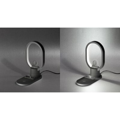 Настольная беспроводная (15W) зарядная станция Starship с лампой, черный-5