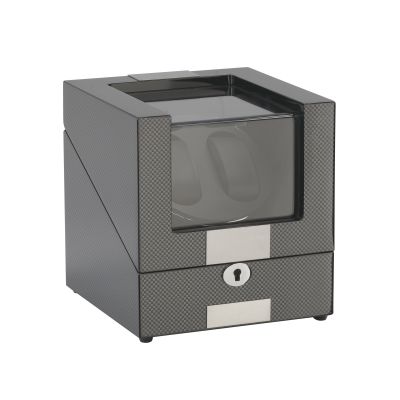 Шкатулка из дерева для часов с подзаводом, черный с серым-2