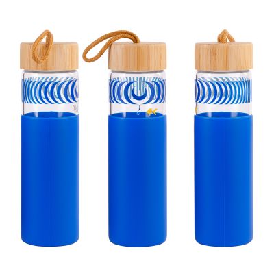 Бутылка для воды Wellness в силиконовом чехле, синий-5