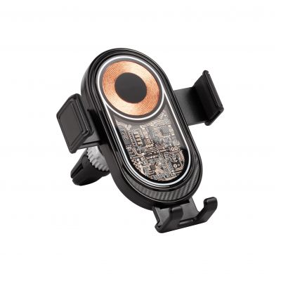 Автомобильное беспроводное (15W) зарядное устройство Guide с прозрачным корпусом, черный с серебристым-0