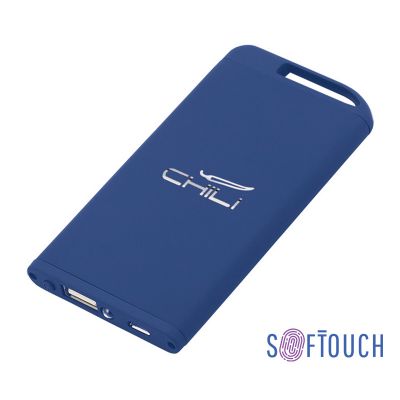 Зарядное устройство Theta с фонариком, 4000 mAh, покрытие soft touch, темно-синий-0