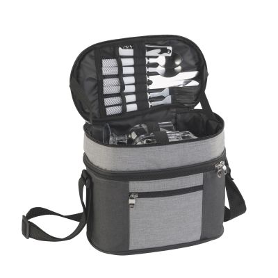 Набор для пикника Шотландия на 2 персоны с холодильным отделением, серый с черным-0