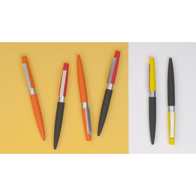 Ручка шариковая Periпокрытие soft touch, черный с красным-3