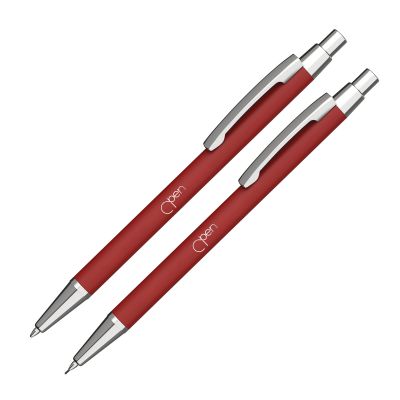 Набор Ray (ручка+карандаш), покрытие soft touch, красный-1
