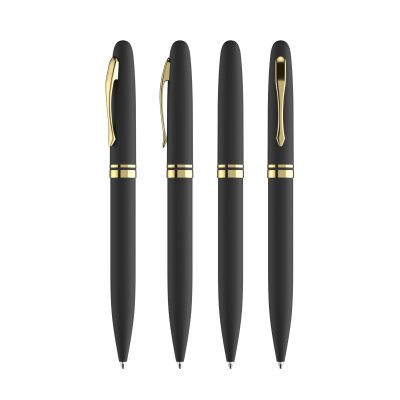 Ручка шариковая Moon покрытие soft touch, черный с золотом-1