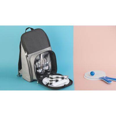 Набор для пикника Кения на 2 персоны с холодильным отделением, серый с черным-4