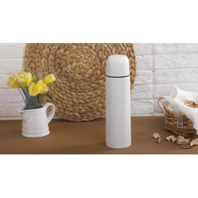 Термос Крит 500 мл, покрытие пудра, белый-1