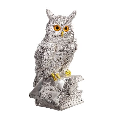Скульптура Сова на книгах, серебристый-0