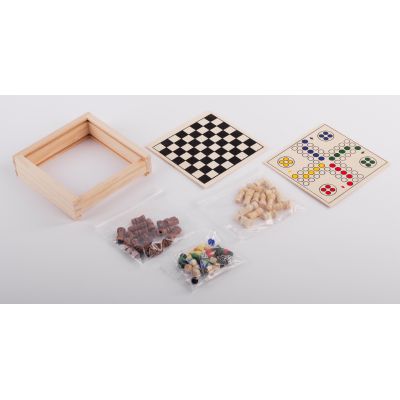 Набор игр Game box 3 в 1: шахматы, лудо и шашки, натуральный-2