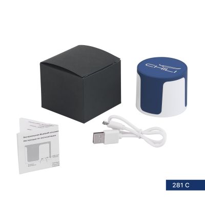 Беспроводная Bluetooth колонка Echo, покрытие soft touch, белый с синим-1