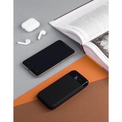 Беспроводное зарядное устройство ShineMax SOFTTOUCH, 10000 mAh с подсветкой логотипа и цифровым индикатором заряда, черный-7