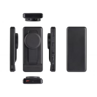 Беспроводная зарядная (20W/15W) станция-пауэрбэнк Slider 10000 mAh для смартфонов, наушников, часов, с подвижным зарядным блоком, черный-2