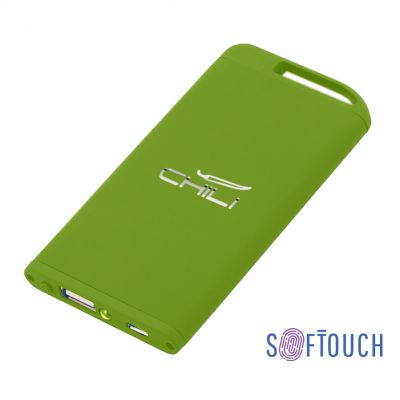 Зарядное устройство Theta с фонариком, 4000 mAh, голубой, покрытие soft touch, зеленое яблоко-0