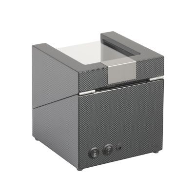 Шкатулка из дерева для часов с подзаводом, черный с серым-3