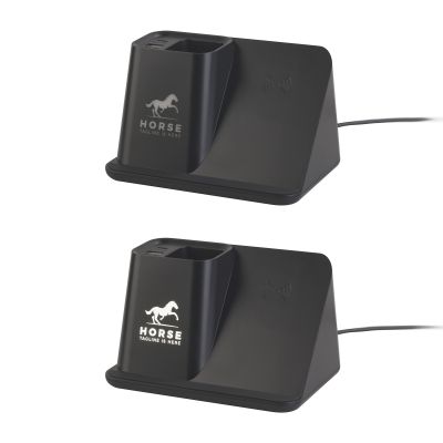 Карандашница Black Star с беспроводным (10W) зарядным устройством, вентилятором и лампой, с подсветкой логотипа, черный-7