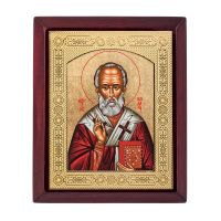Икона Николая Чудотворца, красный с золотом