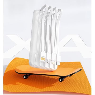 Зарядное устройство Phantom 10000 mAh с 4мя встроенными кабелями и цифровым индикатором заряда, белый-3