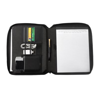 Папка А4 с беспроводным зарядным устройством 5000 mAh и блокнотом, черный-2