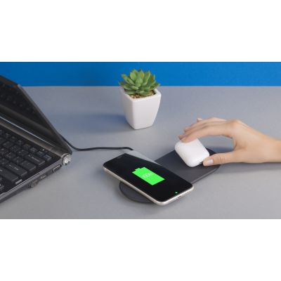 Настольное беспроводное (15W) зарядное устройство Double Deck для 2х гаджетов, черный-3