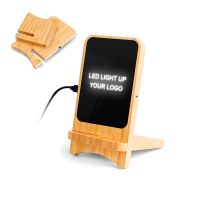 Складная беспроводная (15W) зарядная станция Puzzle с подсветкой логотипа, бежевый