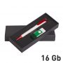 Набор ручка + флеш-карта 16Гб в футляре, белый с красным и зеленым