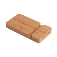 Беспроводное (10W) зарядное устройство Bamboo Power 5000 mAh с подставкой под смартфон, бамбук, бежевый