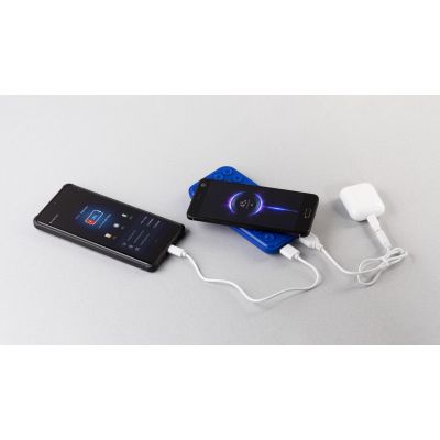 Беспроводное зарядное устройство Sticky SOFTTOUCH, 10000 mAh с подсветкой логотипа и присосками, синий-3