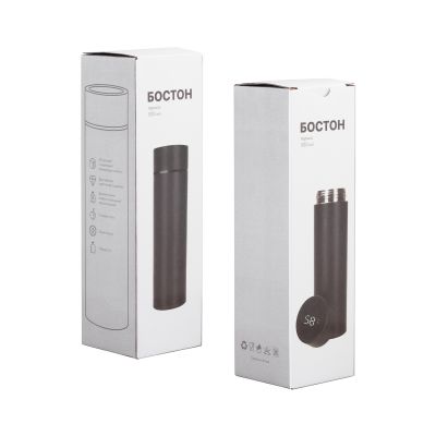 Термос Бостон silver line 500 мл с индикацией температуры, пудра, белый-4