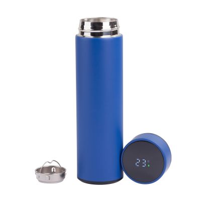 Термос Бостон next 500 мл с индикацией температуры, soft touch, сменная батарейка, синий-1