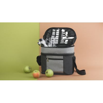 Набор для пикника Шотландия на 2 персоны с холодильным отделением, серый с черным-1