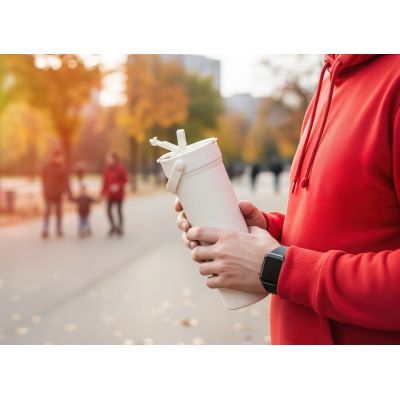 Термокружка Pinta 600 мл, покрытие пудра, белый-1