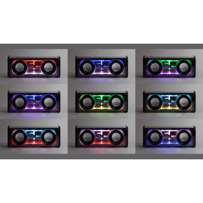 Bluetooth колонка Buzz Light 10Вт (2х5Вт) с разноцветной подсветкой-эквалайзером и прозрачным корпусом, черный-1