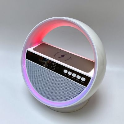Bluetooth колонка Smart Orb 5Вт с беспроводным (15W) ЗУ, лампой, часами, FM радио, белый-0