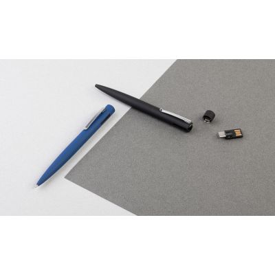 Ручка шариковая Secret с флеш-картой OTG 32Gb (USB2.0/Type-C), покрытие soft touch, черный-4