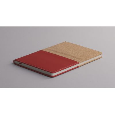 Блокнот Фьюджи уценка, формат А5, покрытие soft touch+пробка, красный-1