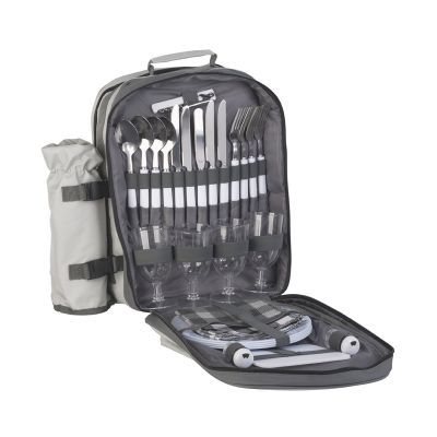 Набор для пикника Дания на 4 персоны с холодильным отделением, серый с черным-0