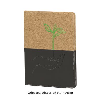 Блокнот Фьюджи, формат А5, покрытие soft touch+пробка, черный-4