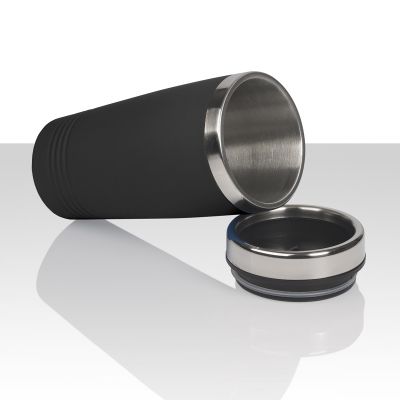 Термостакан Азия 400 мл, покрытием soft touch, черный-1