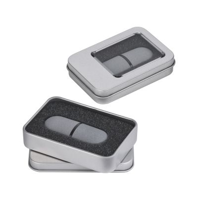 Флеш-карта Камень с покрытием soft grip в футляре, объем памяти 16GB, серый-1