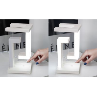 Левитирующая настольная лампа Twin с функцией беспроводной зарядки, белый-4