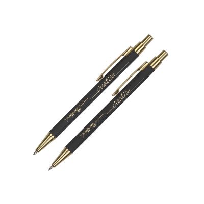 Набор Ray (ручка+карандаш), покрытие soft touch, черный с золотом-3