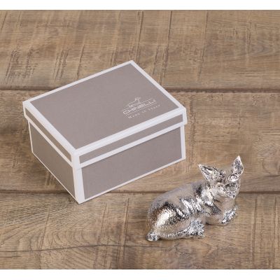 Статуэтка Поросёнок, серебристый-1