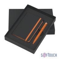 Набор подарочный Сардиния, покрытие soft touch, черный с оранжевым