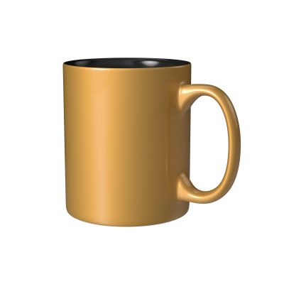 Кружка керамическая под гравировку, золотистый-0