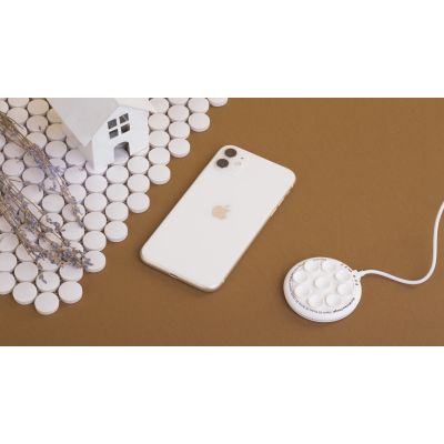 Беспроводное (15W) зарядное устройство Sticker с присосками, белый-1