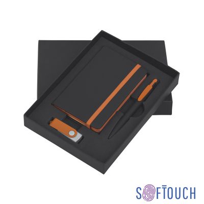 Подарочный набор Андрия, покрытие soft touch, черный с оранжевым-2