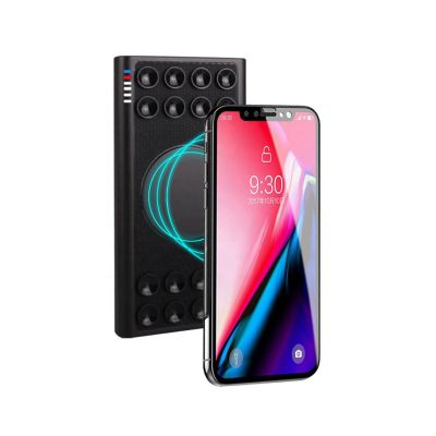 Беспроводное зарядное устройство Eight SOFTTOUCH, 8000 mAh, с подсветкой логотипа и подставкой, черный-2